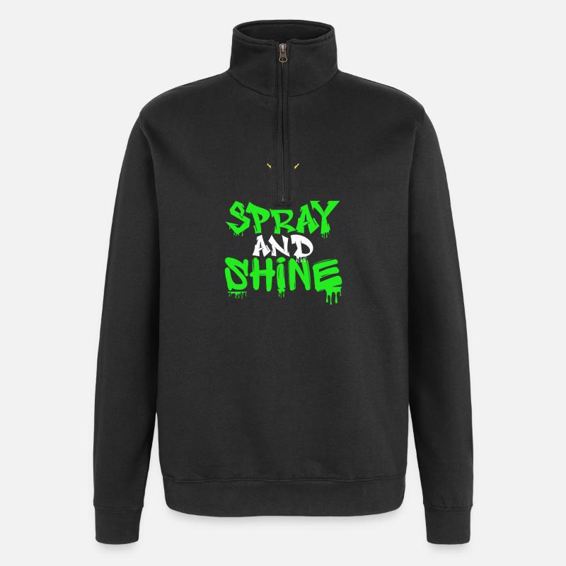 Spray and Shine Graffiti - Quarter-Zip Sweatshirt - black