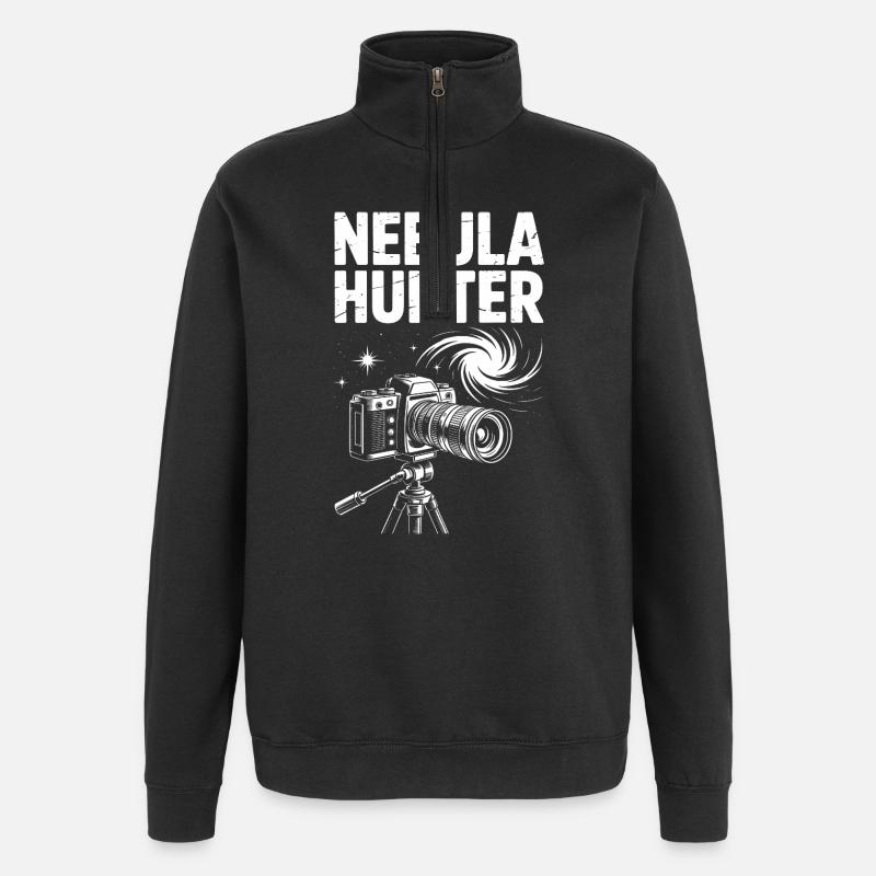 Nebula Hunter Teleskopkunst - Quarter-Zip-Sweatshirt - Schwarz