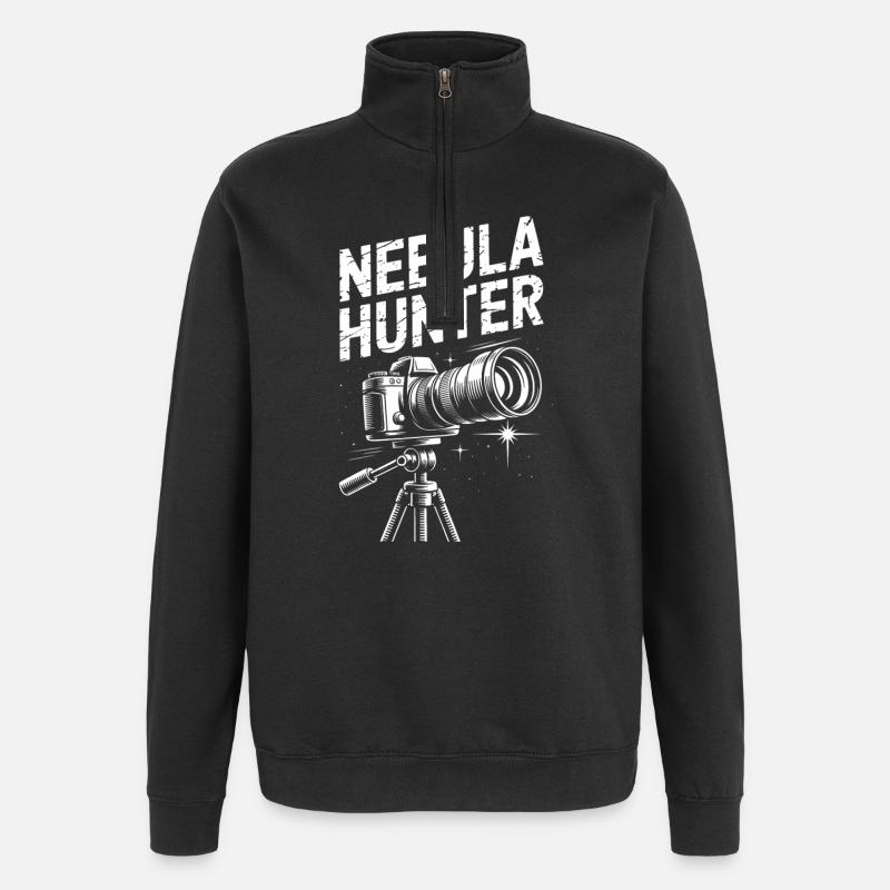 Nebula Hunter Telescope - Quarter-Zip Sweatshirt - black