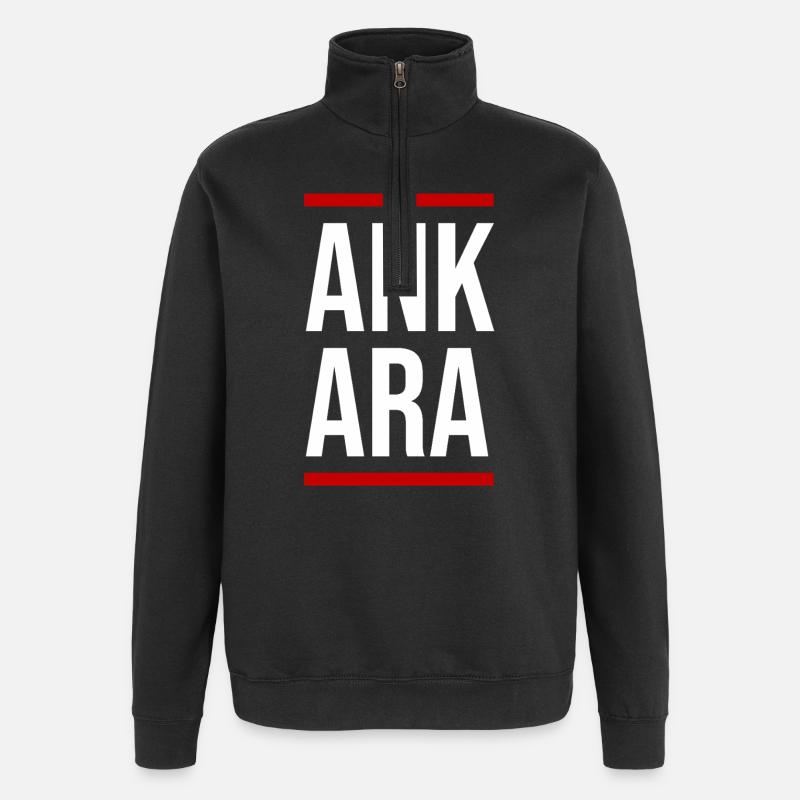 Ankara Fettblocktypografie - Quarter-Zip-Sweatshirt - Schwarz
