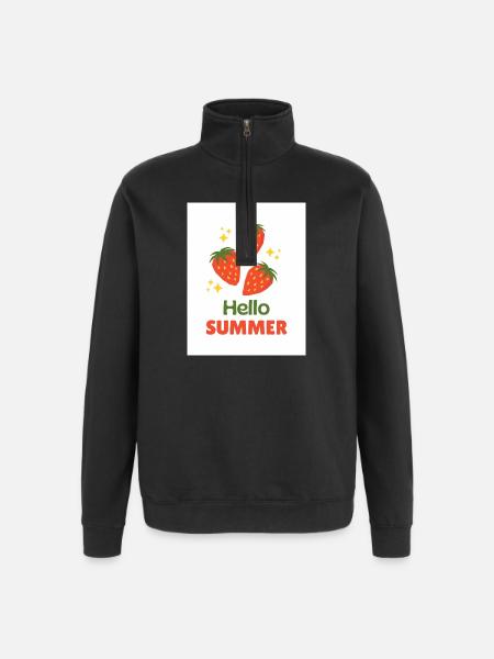 Hello Summer Strawberries - Quarter-Zip Sweatshirt - black