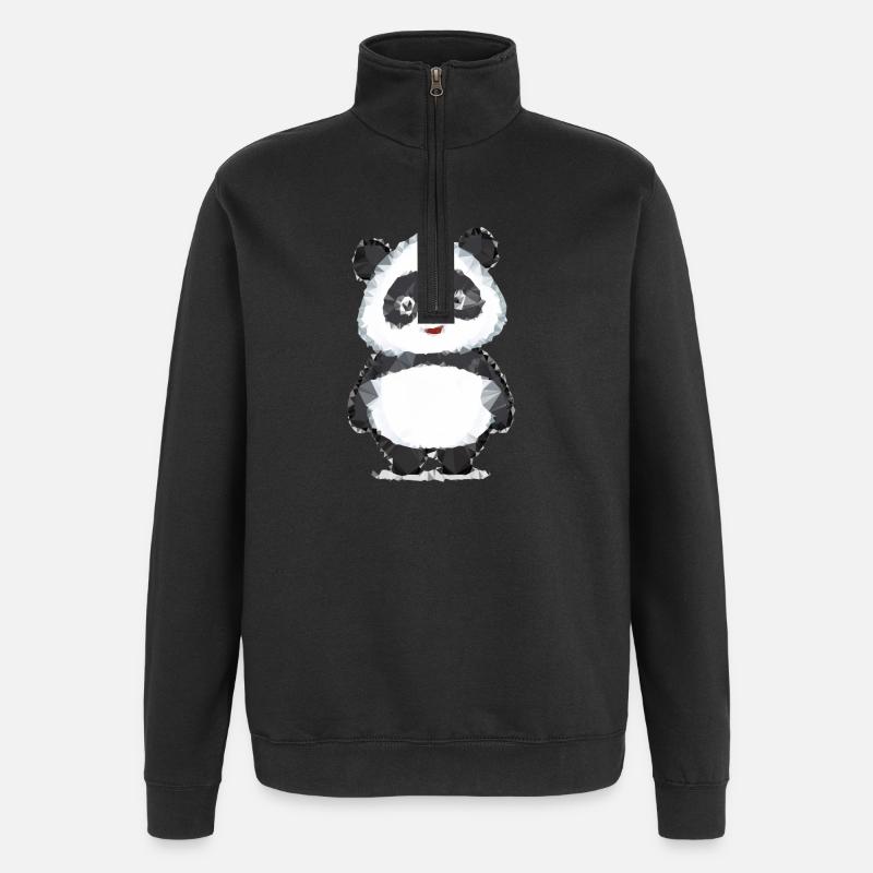 Panda Polygon - Quarter-Zip-Sweatshirt - Schwarz