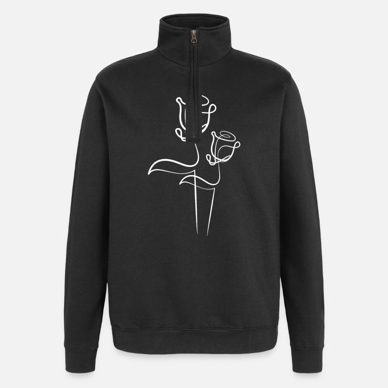Deux roses - Sweat à zip 1/4 - noir