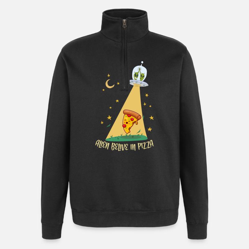 Alien Pizza 2 - Quarter-Zip Sweatshirt - black