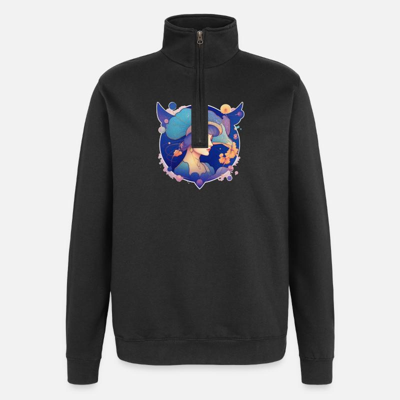 Dame - Quarter-Zip-Sweatshirt - Schwarz