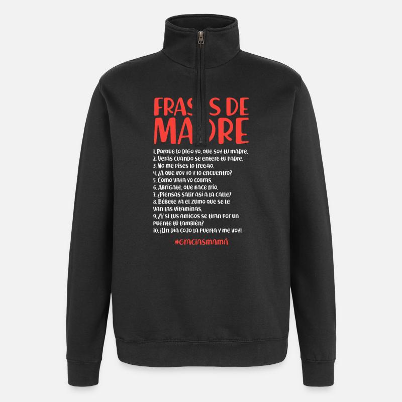 Citations de la mère (sombre) - Sweat à zip 1/4 - noir