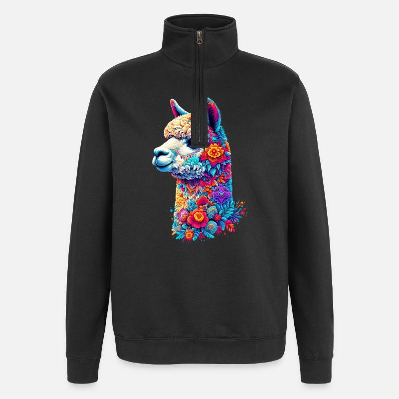 Alpaka - Quarter-Zip-Sweatshirt - Schwarz