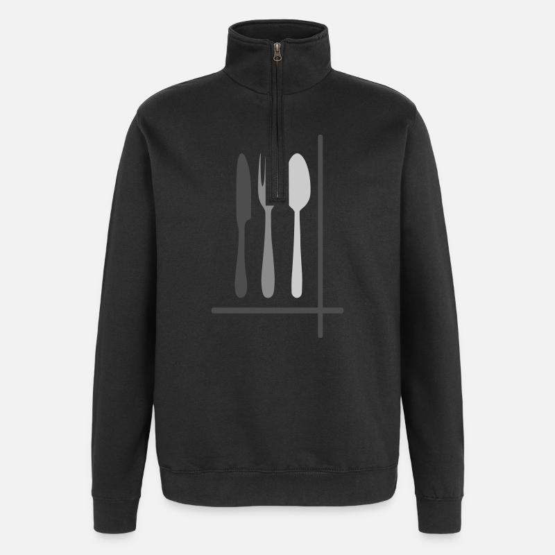 Besteck Silhouetten Minimalistisch - Quarter-Zip-Sweatshirt - Schwarz