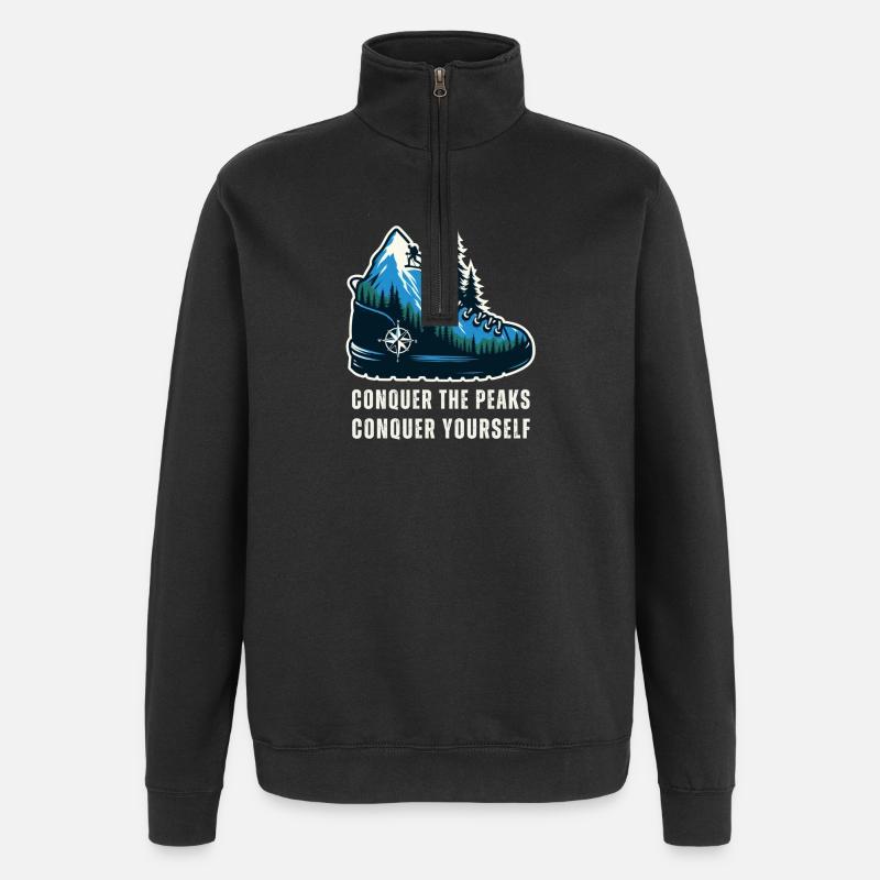 Bergsteigen - Quarter-Zip-Sweatshirt - Schwarz