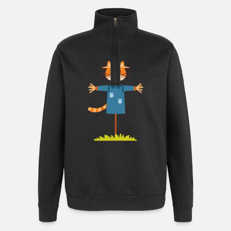 Chat épouvantail - Sweat à zip 1/4 - noir