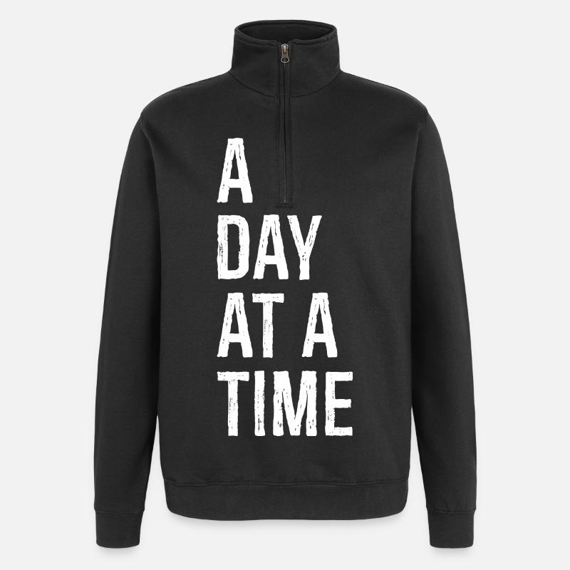 Un jour à la fois - Sweat à zip 1/4 - noir