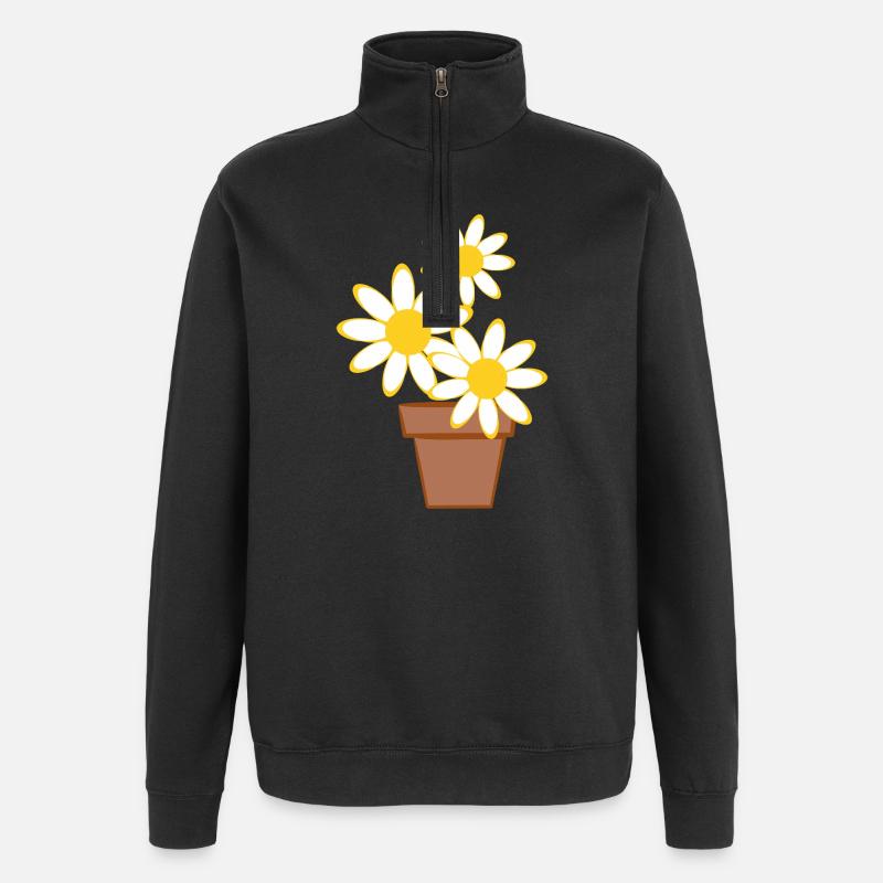 Gänseblümchen - Quarter-Zip-Sweatshirt - Schwarz