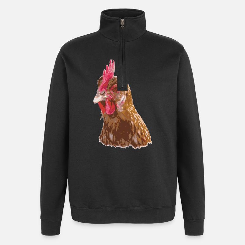 Hühnerillustration lebendigen Farben - Quarter-Zip-Sweatshirt - Schwarz