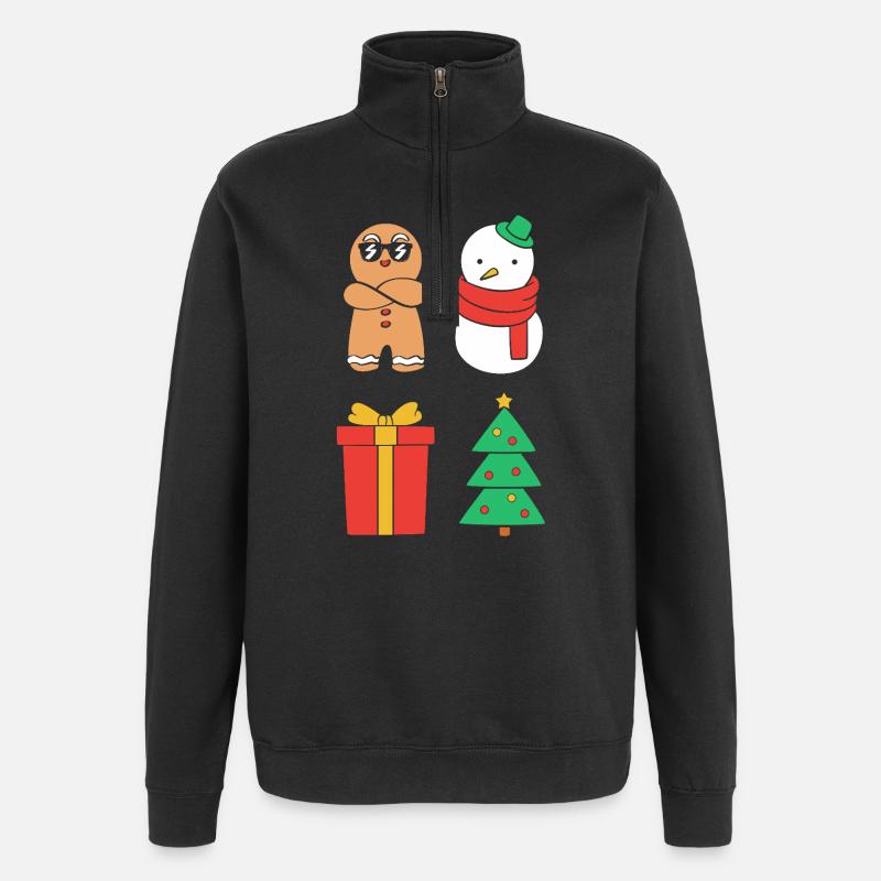 Lebkuchen Weihnachten Lebkuchenmann Gingerbread - Quarter-Zip-Sweatshirt - Schwarz