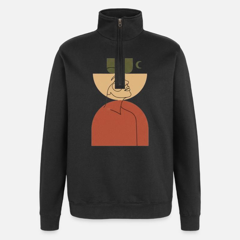 Abstrakt Kopf mit geometrischer Form - Quarter-Zip-Sweatshirt - Schwarz