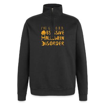 Obsessive Halloween Disorder - Quarter-Zip Sweatshirt - black - Front - AI Model Female 172 light (172cm) & AI Model Male 178 dark (178cm)
