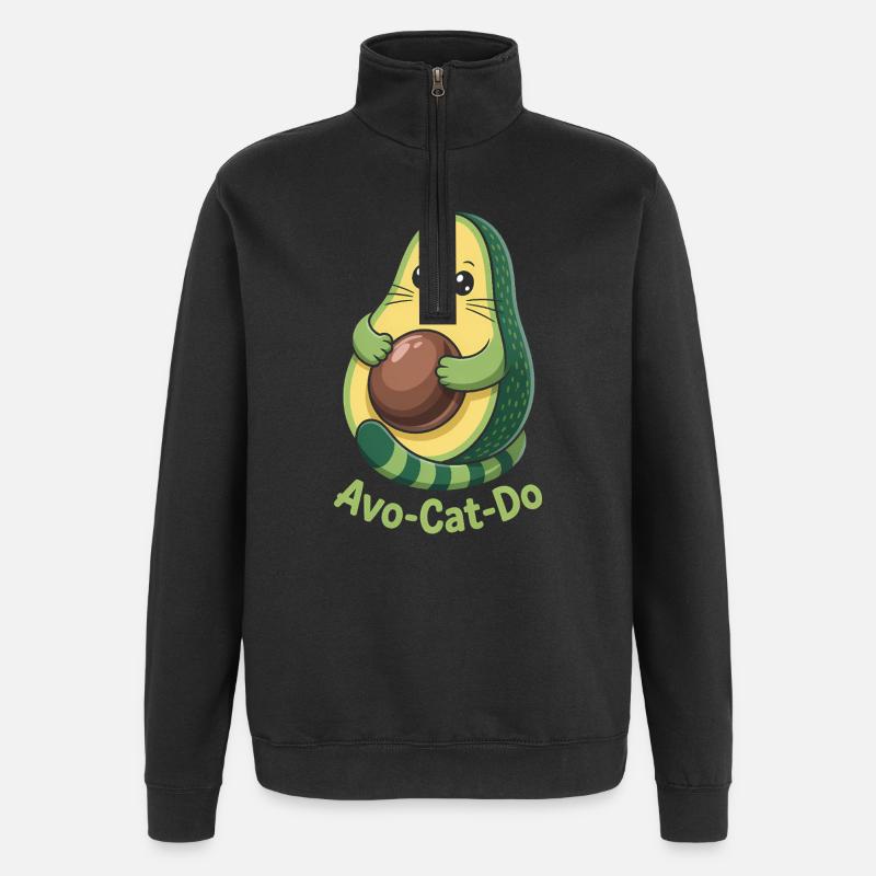 Avo-Cat-Do - T-shirt Avocat Chat Drôle - Sweat à zip 1/4 - noir