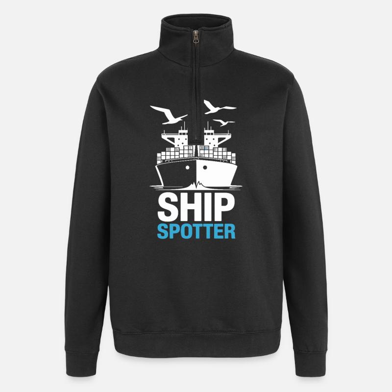 Spotter de navire Passion Maritime - Sweat à zip 1/4 - noir