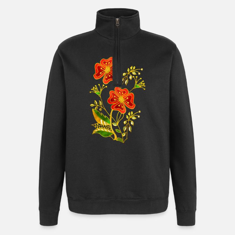Fleur - Sweat à zip 1/4 - noir