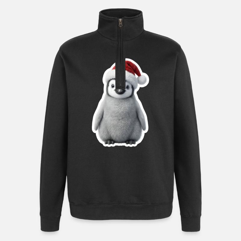 Little penguin in winter magic - Quarter-Zip Sweatshirt - black