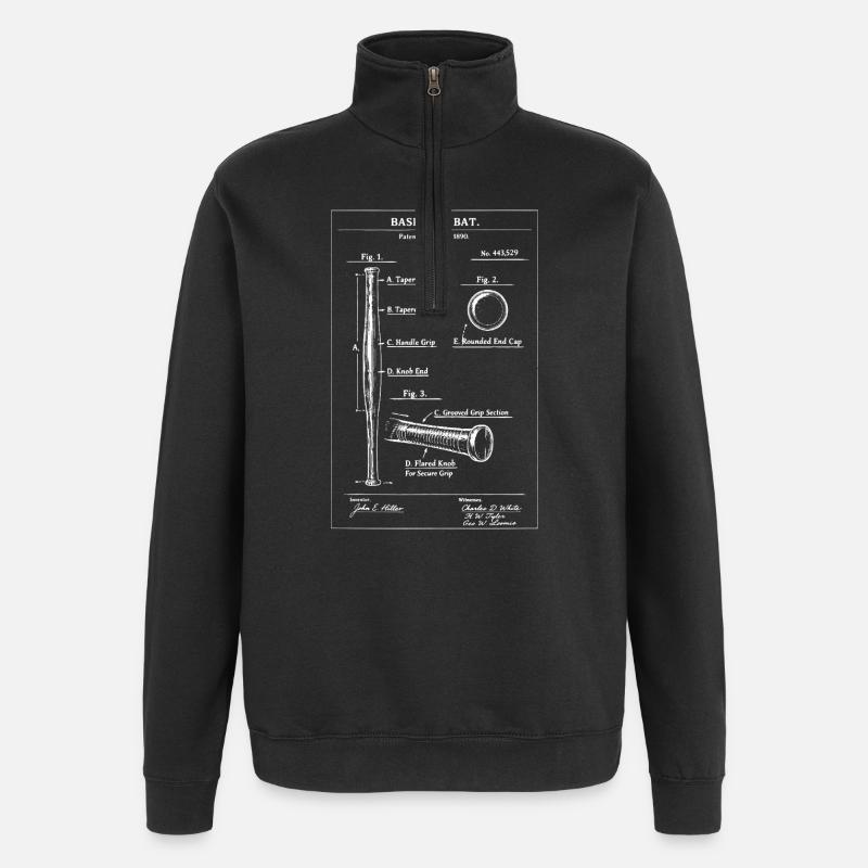 Baseballschläger-Patent-Bauplan - Quarter-Zip-Sweatshirt - Schwarz