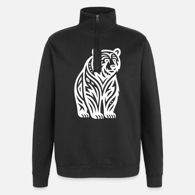 Just a White Bear #2 / JustN-imal - Sweat à zip 1/4 - noir