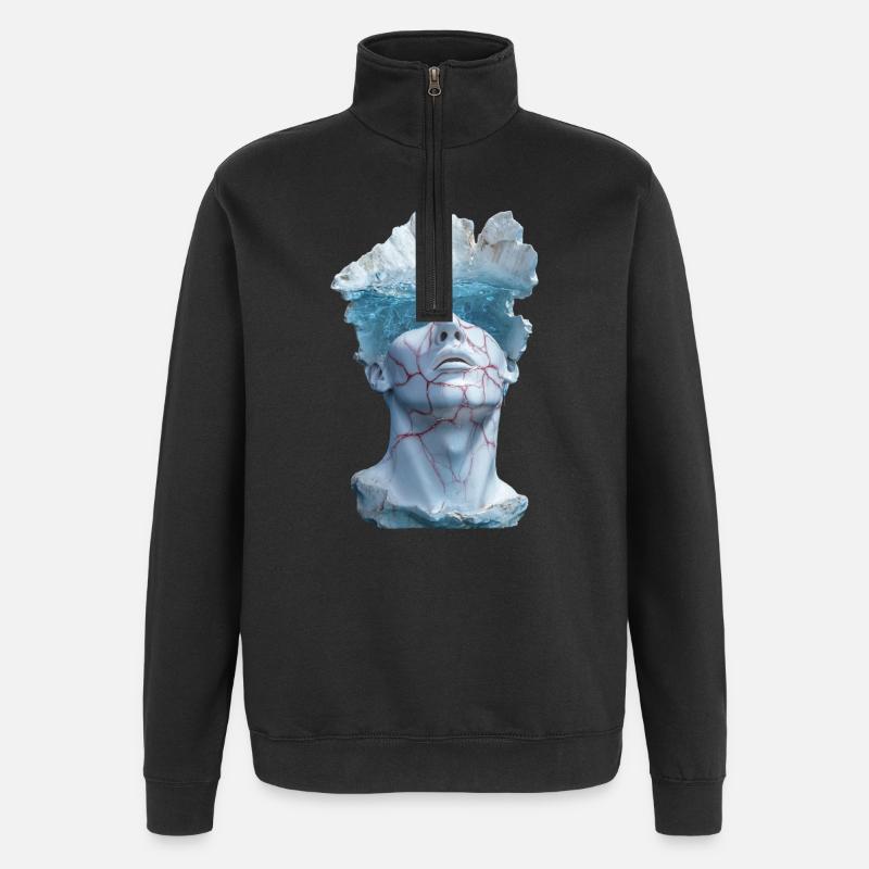 surreal marble statue bust - Quarter-Zip Sweatshirt - black