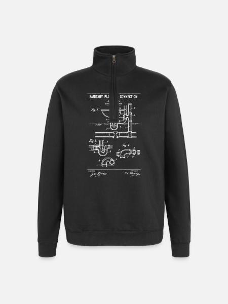 Plumbing Diagram Blueprint - Quarter-Zip Sweatshirt - black