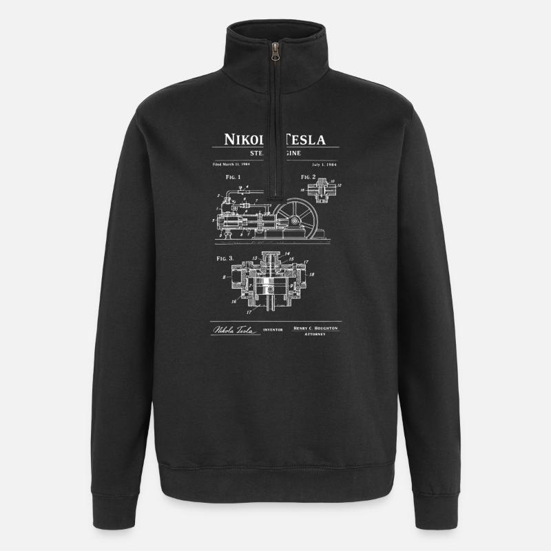 Plan de la locomotive à vapeur - Sweat à zip 1/4 - noir