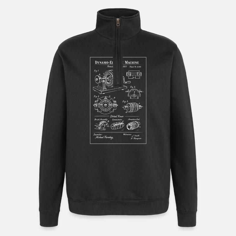 Electric Machine Blueprint Engine - Quarter-Zip Sweatshirt - black