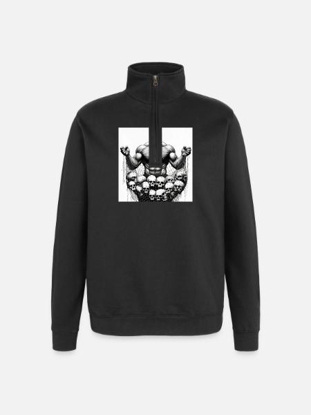 Muscular Net Skulls - Quarter-Zip Sweatshirt - black