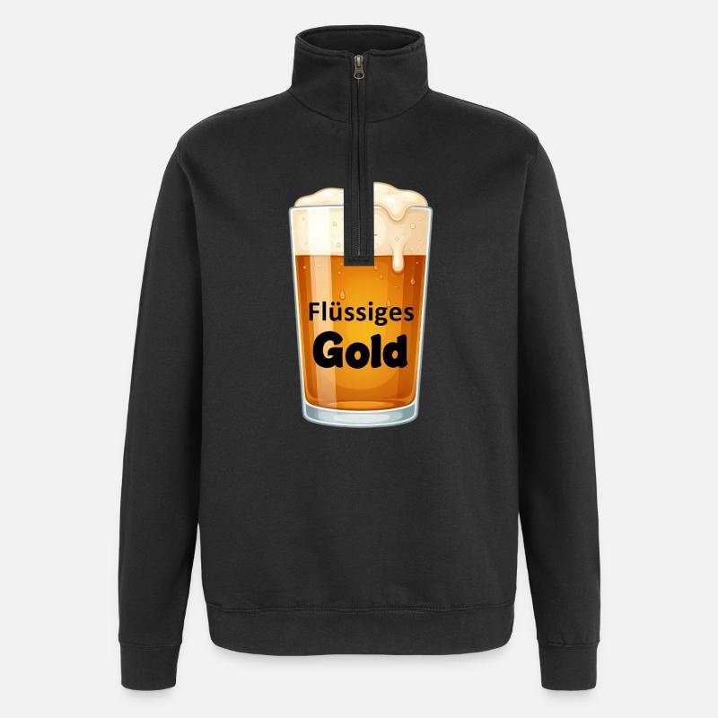 Flüssiges Gold Pint Design - Quarter-Zip-Sweatshirt - Schwarz