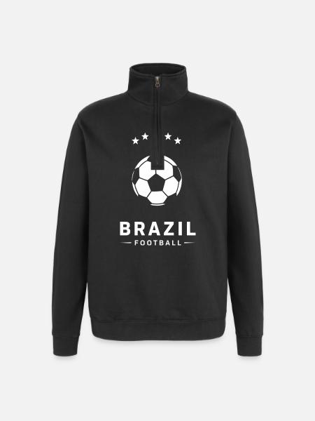 Brazil Soccer Emblem on Black - Quarter-Zip Sweatshirt - black