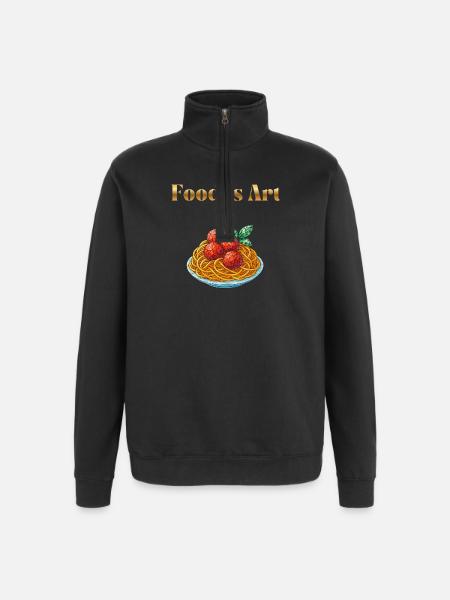 Food Is Art ... Spaghetti mit Fleischbällchen - Quarter-Zip-Sweatshirt - Schwarz
