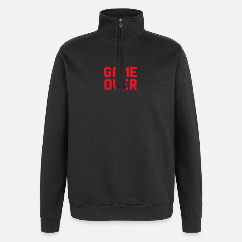 Retro Pixel Game Over Graphic - Quarter-Zip Sweatshirt - black