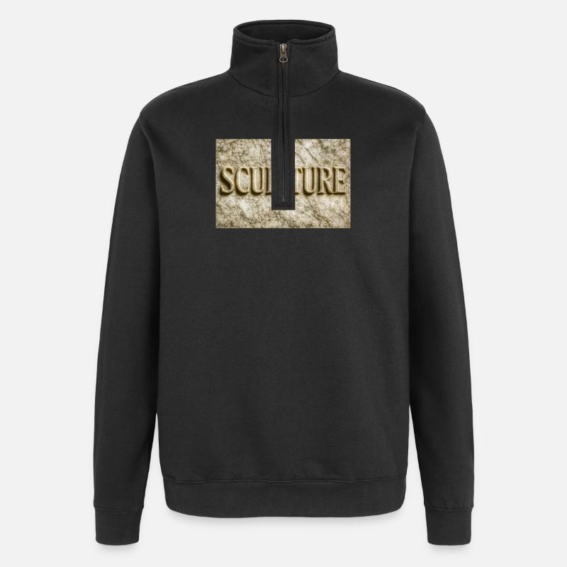 Lettres sculptées en pierre - Sweat à zip 1/4 - noir