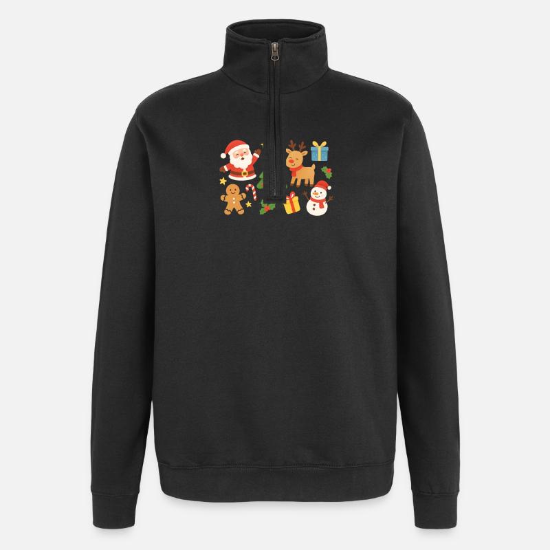 Christmas Magic Santa Reindeer Tree - Quarter-Zip Sweatshirt - black