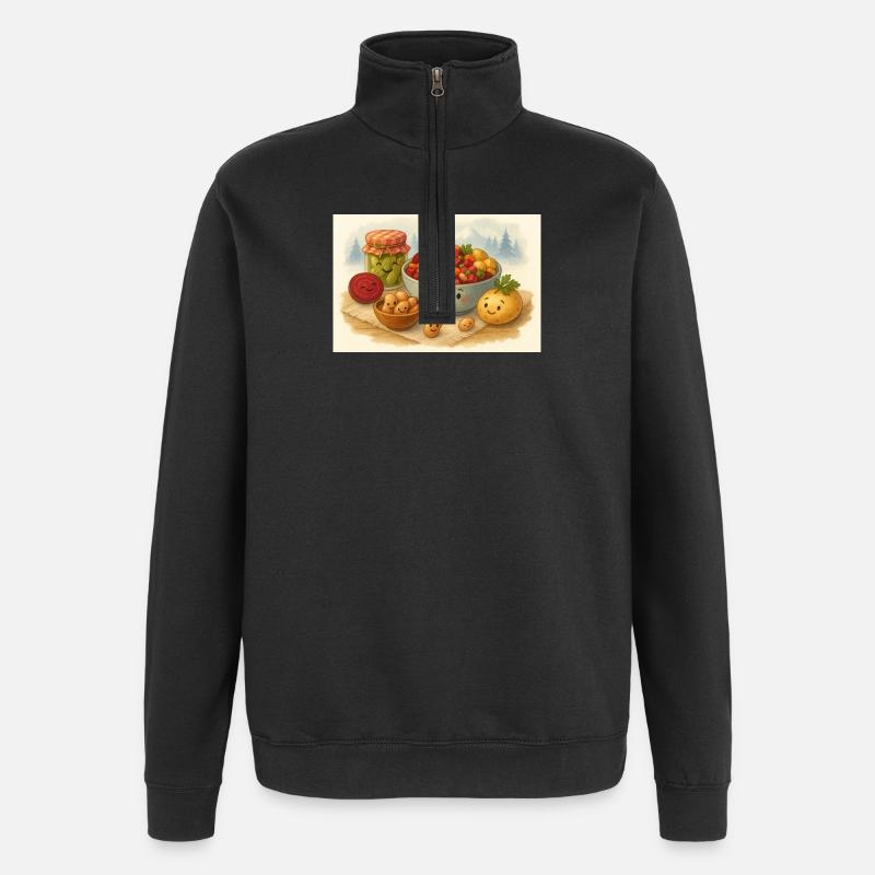 Happy Vinegret Illustration - Sweat à zip 1/4 - noir