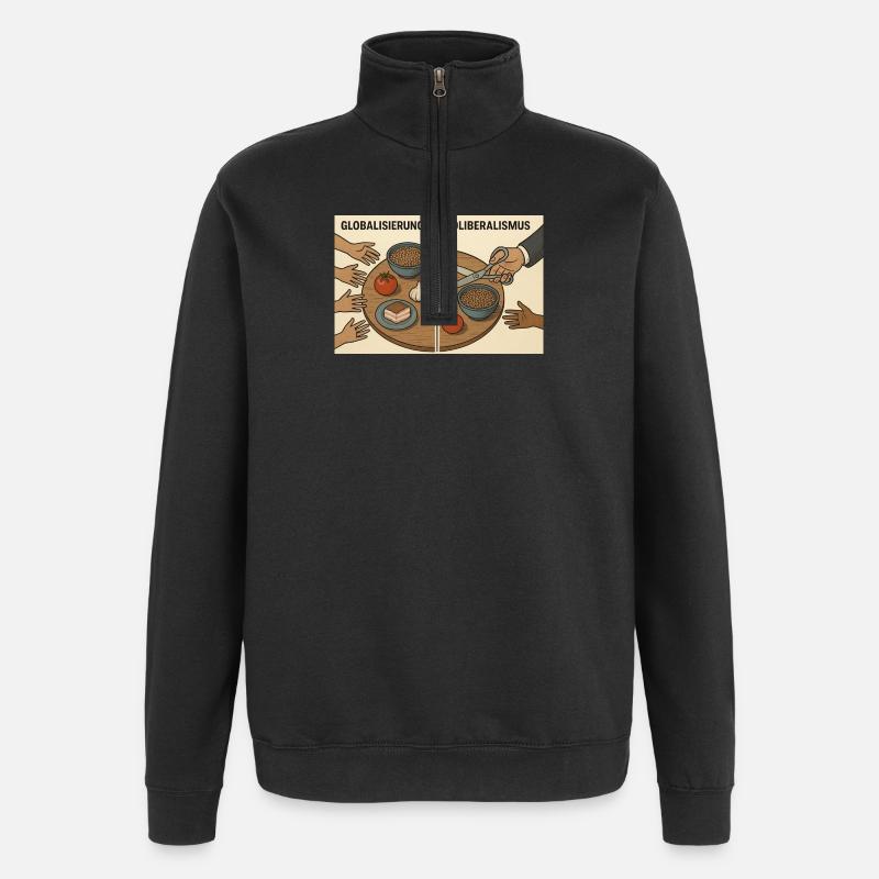 Mondialisation vs Néolibéralisme - Sweat à zip 1/4 - noir