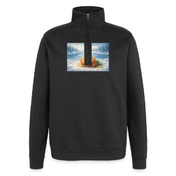 Pine nuts - Quarter-Zip Sweatshirt - black - Front - AI Model Female 172 light (172cm) & AI Model Male 178 dark (178cm)
