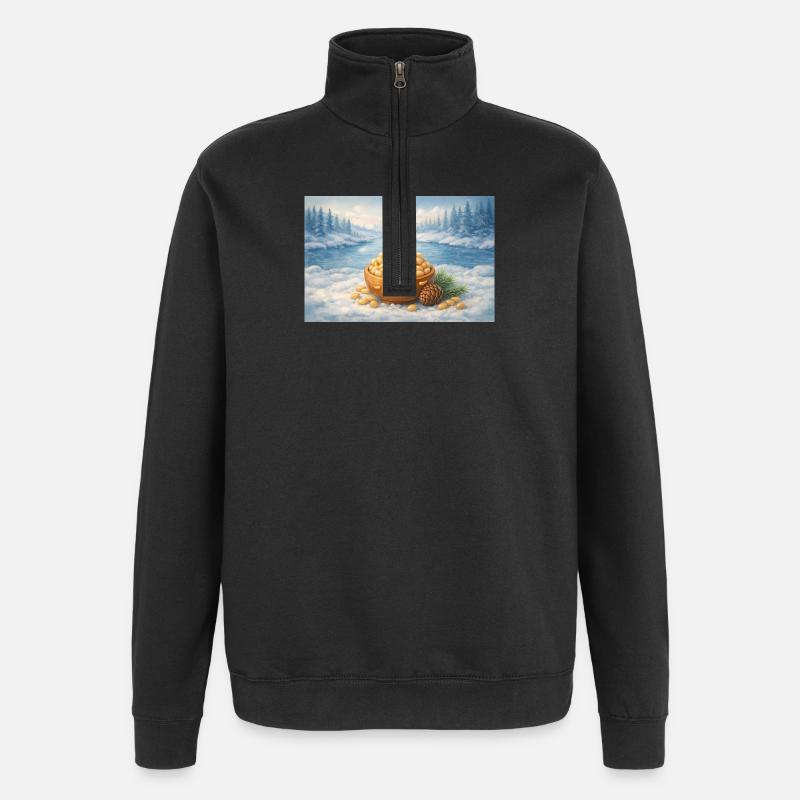 Pignons de pin - Sweat à zip 1/4 - noir