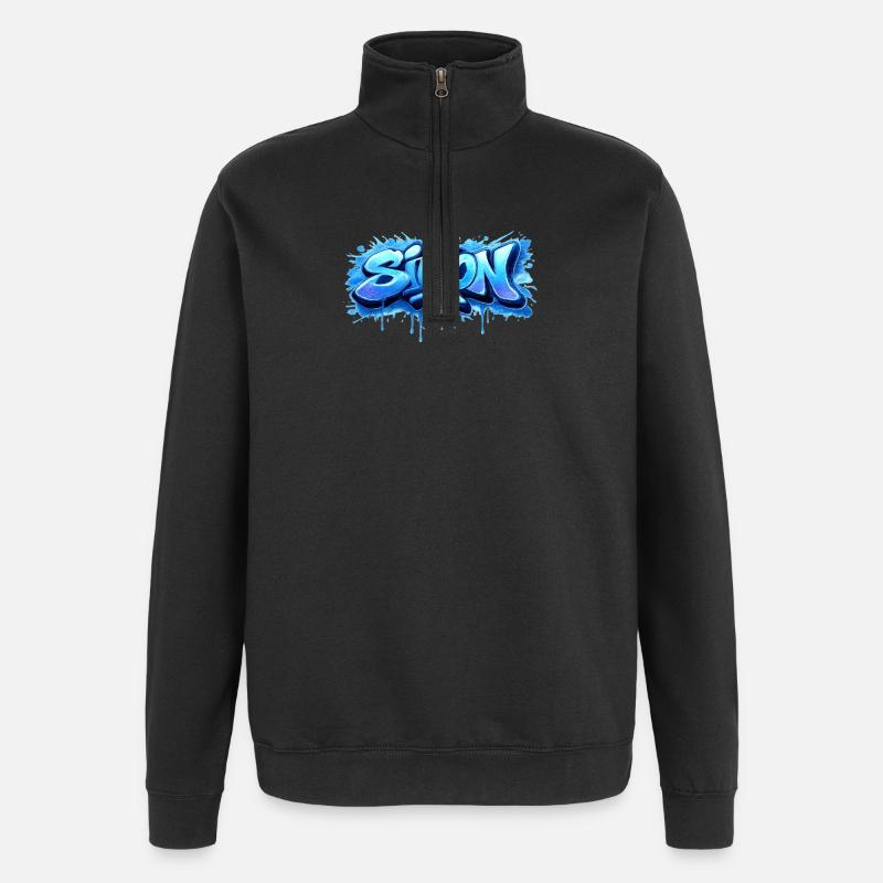 Graffiti  SIMON Prénom cadeau idéal imprimable  - Sweat à zip 1/4 - noir