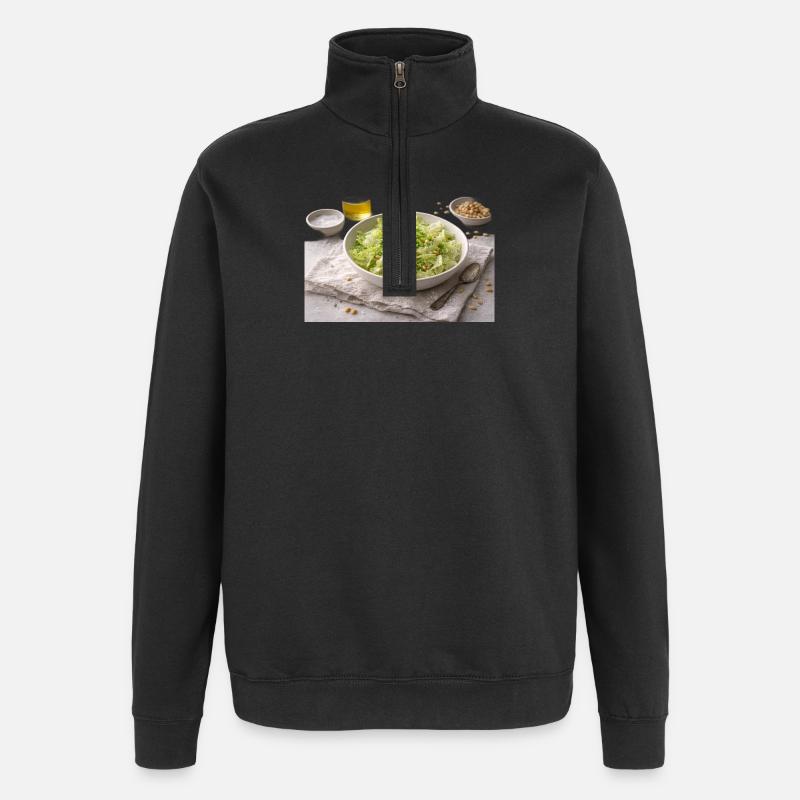 Salat mit Pinienkernen - Quarter-Zip-Sweatshirt - Schwarz
