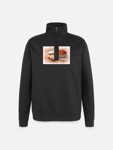 Borsch with Salo - Quarter-Zip Sweatshirt - black