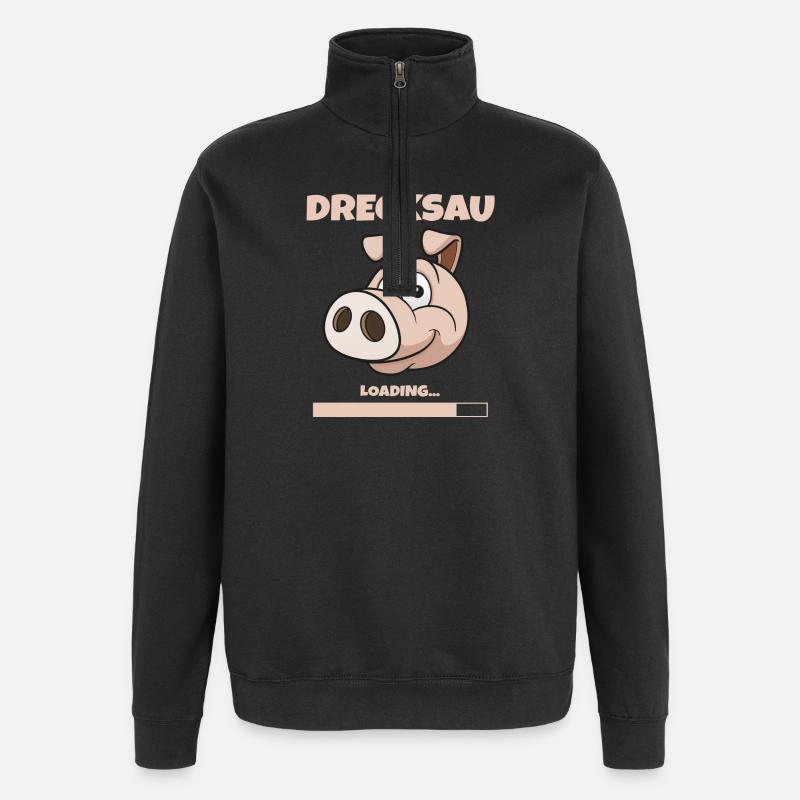 DRECKSAU - LOADING - Quarter-Zip-Sweatshirt - Schwarz
