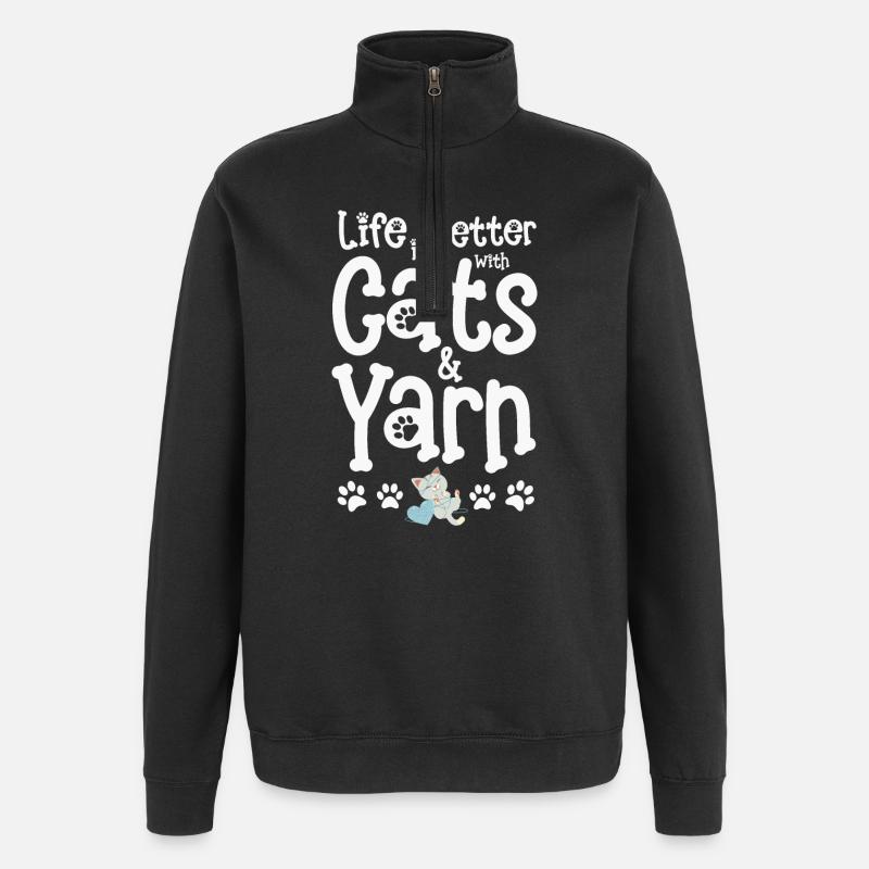 Chat Chats - Sweat à zip 1/4 - noir