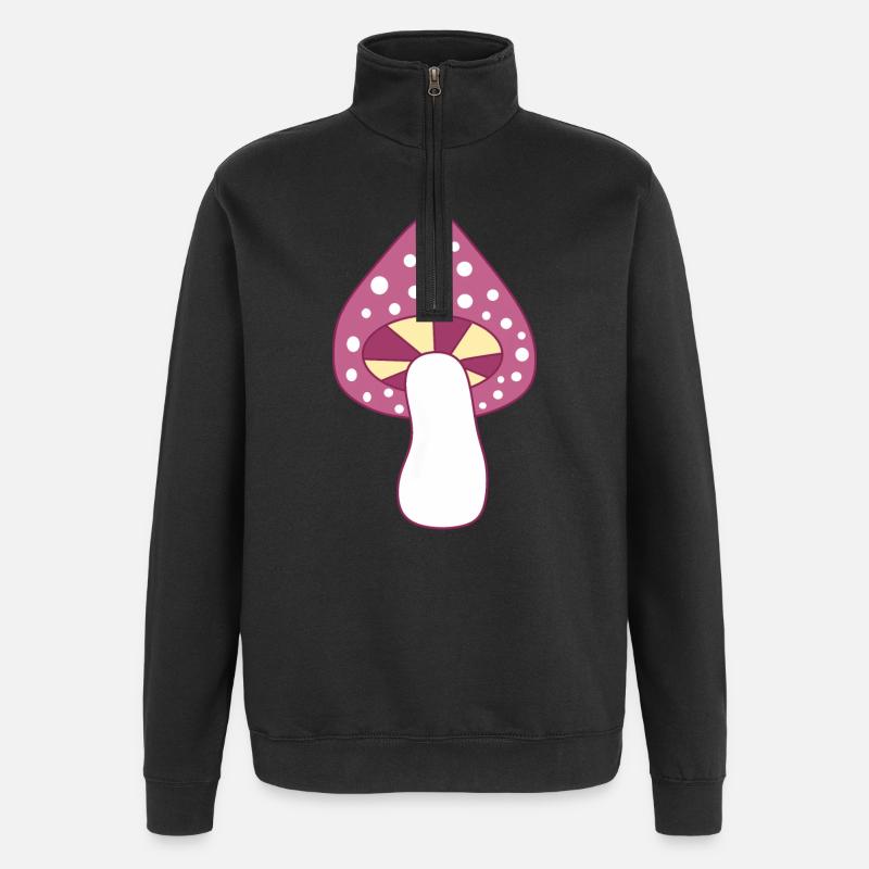 Mushroom fly agaric violet pattern customizable - Quarter-Zip Sweatshirt - black
