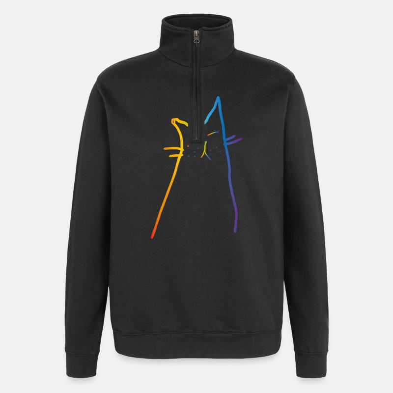 Rainbow Cat - Quarter-Zip-Sweatshirt - Schwarz