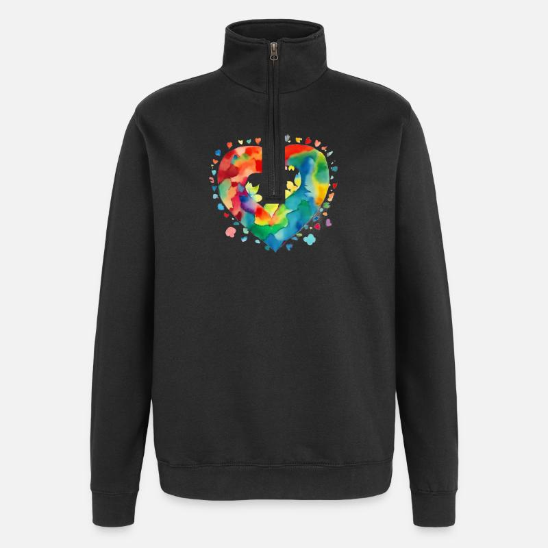 Herz - Quarter-Zip-Sweatshirt - Schwarz