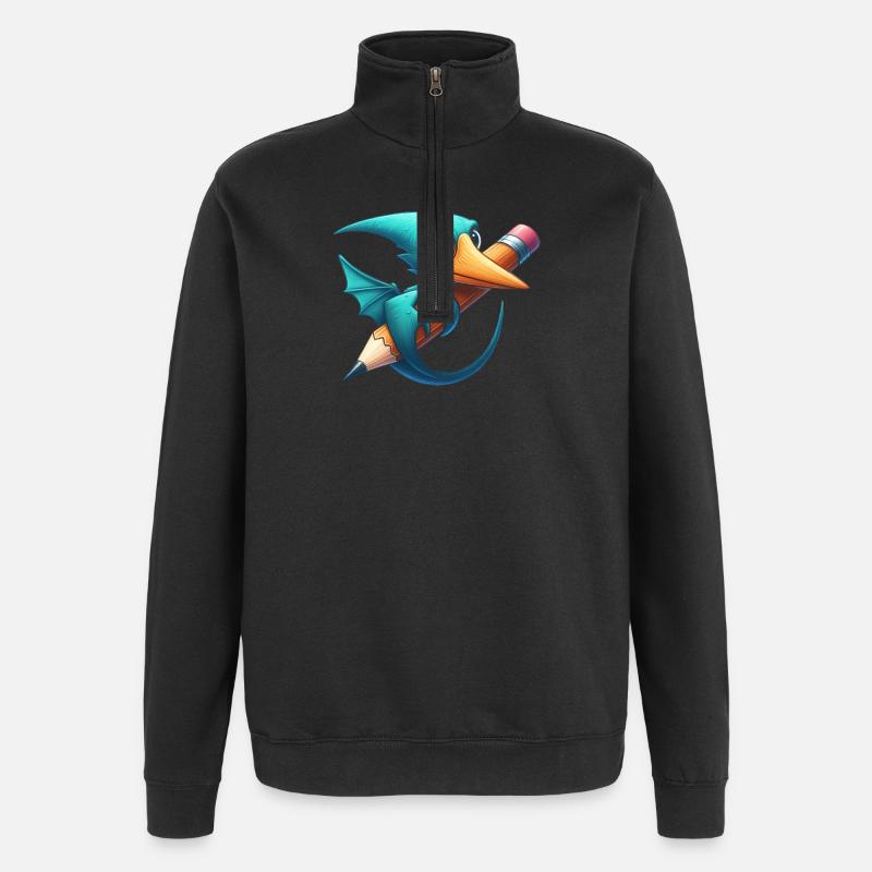 Crayon Ptérodactyle Kawaii Ptérosaure Dino - Sweat à zip 1/4 - noir